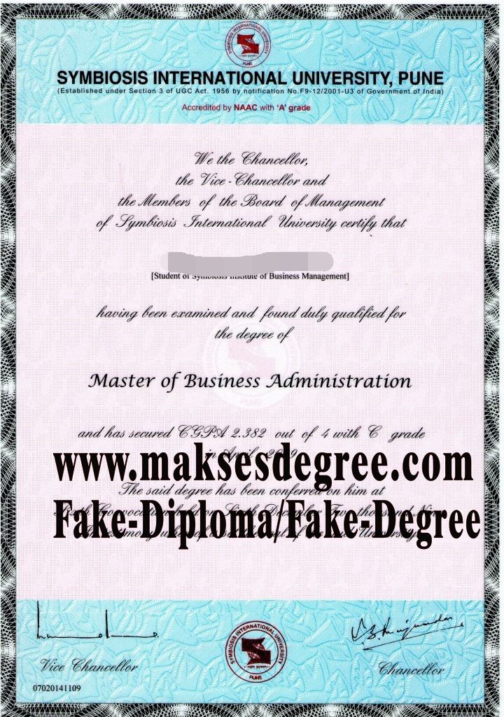 Buy fake Symbiosis International University Diploma