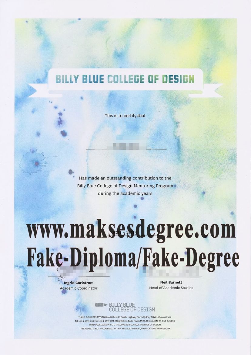 Copy Fake Billy Blue College of Design Diploma