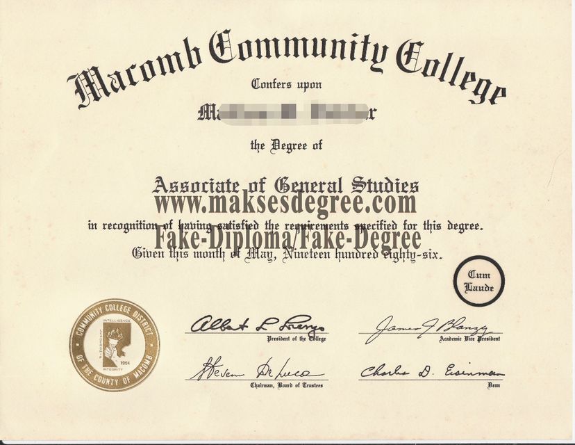 Copy Fake Macomb Community College Certificate