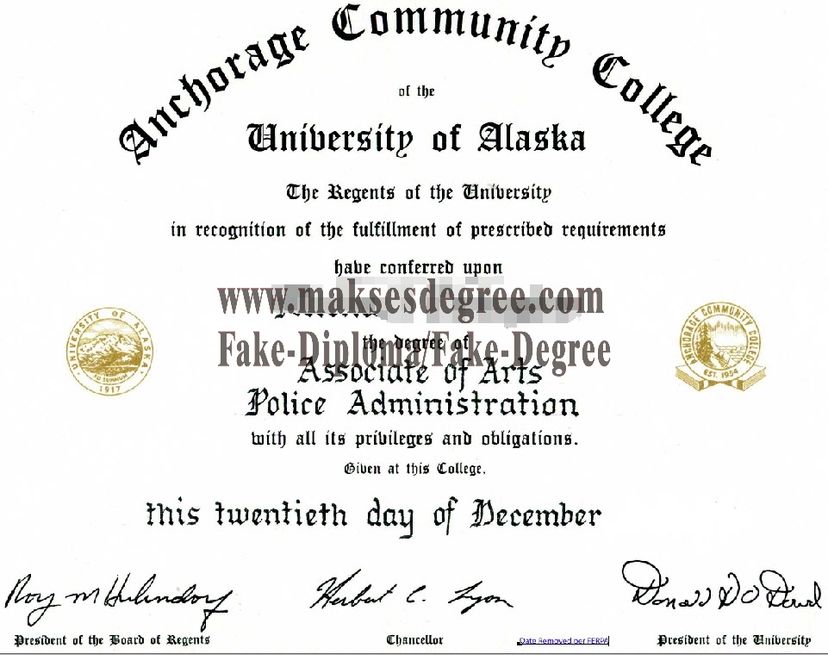 Copy Fake University of Alaska Anchorage Certificate