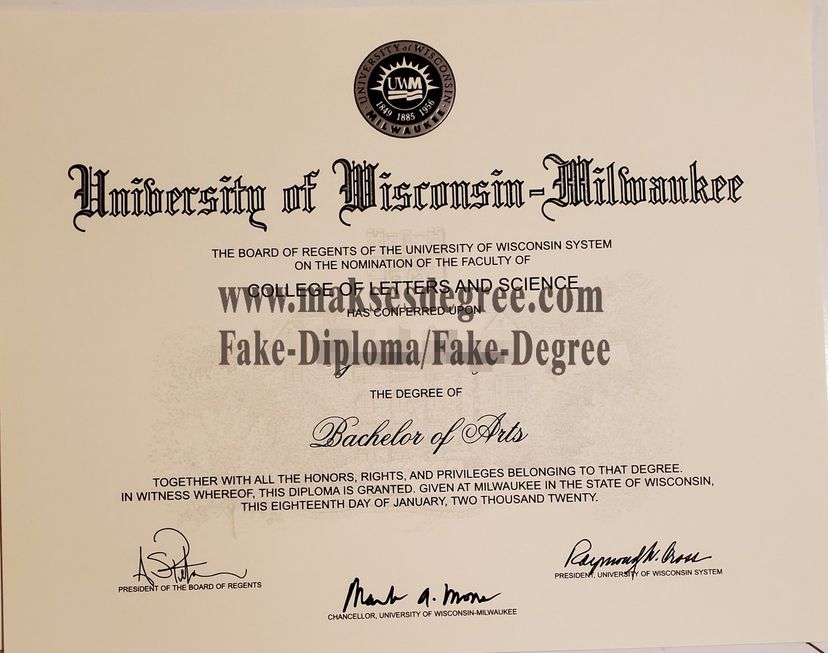 Copy Fake University of Wisconsin Milwaukee Certificate