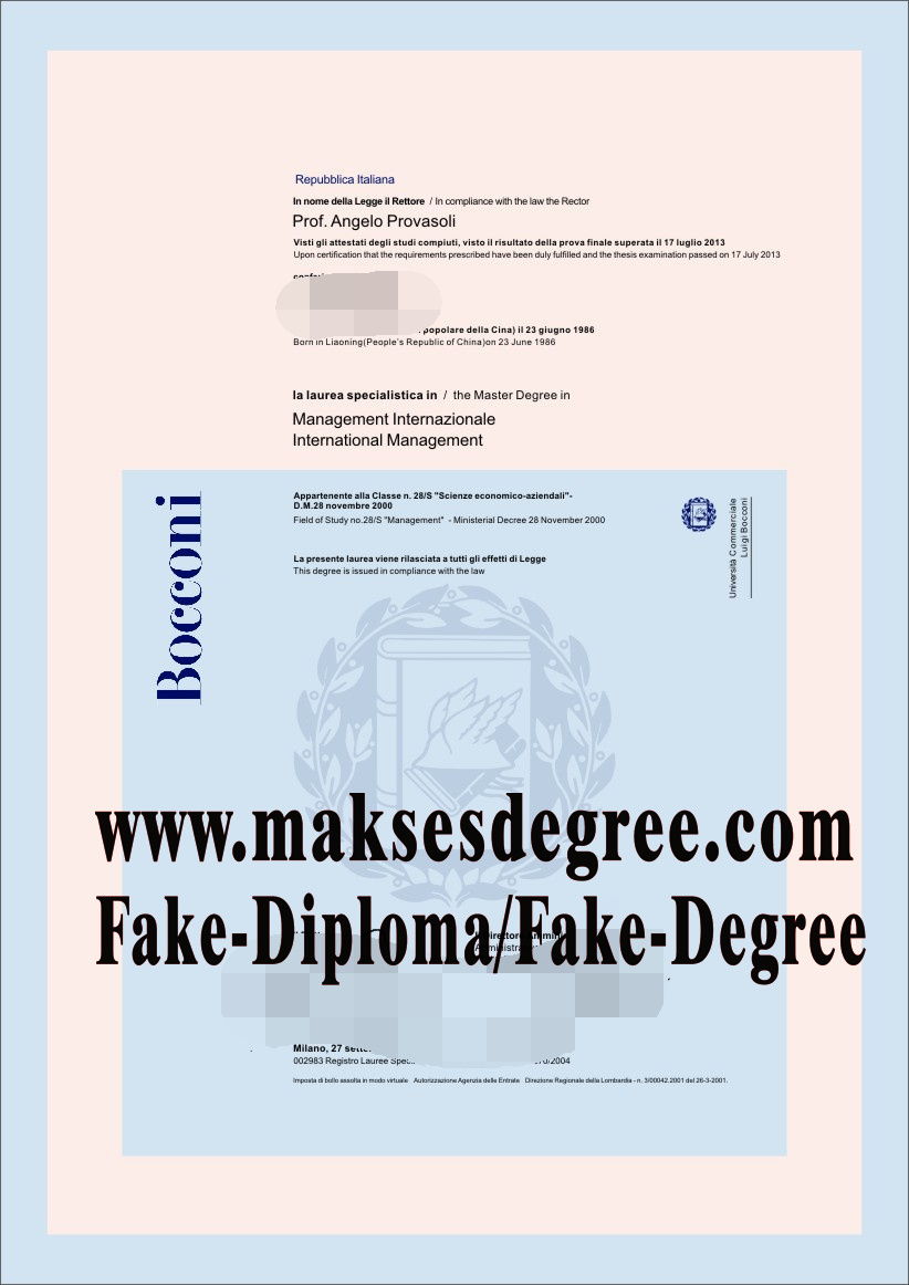 Copy Fake Università Bocconi Degree