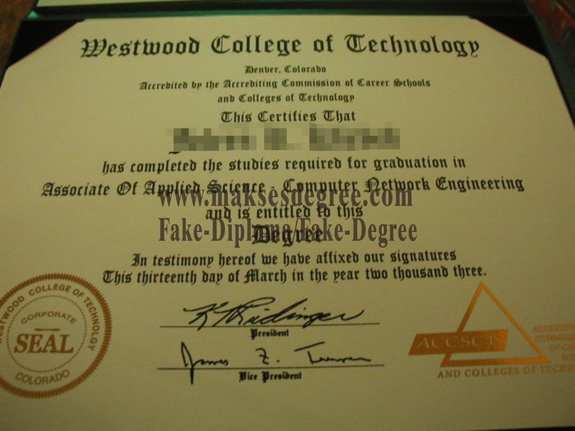 Copy Fake Westwood College of Technology Diploma