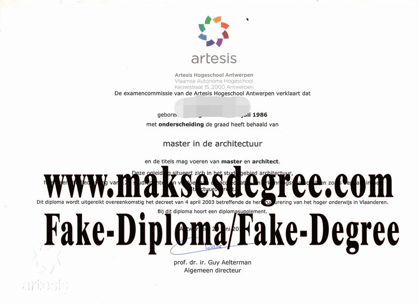 Fake Artesis Hogeschool Antwerpen Diploma