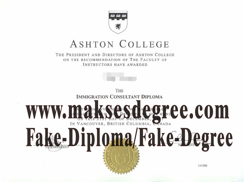 Fake Ashton College Diploma