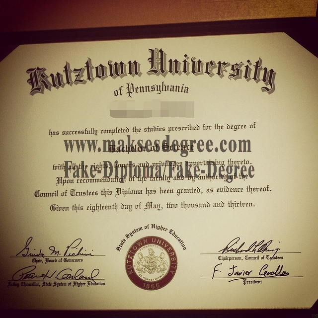 Fake Kutztown University of Pennsylvania Diploma