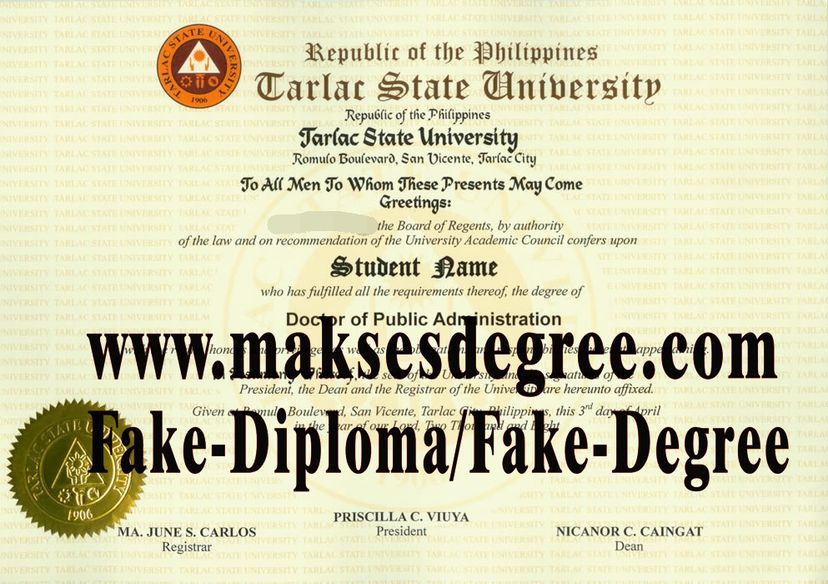 Fake Tarlac State University Diploma