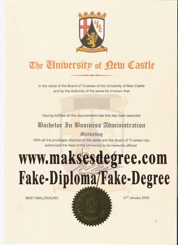 Fake University of Newcastle Certificate