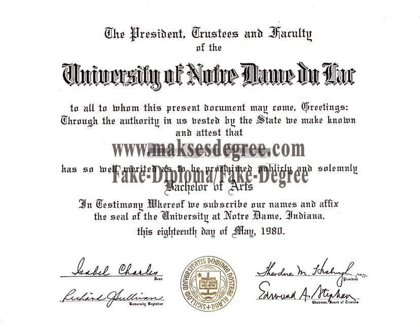 How Buy Where to order fake The University of Notre Dame du Lac Degree Certificate