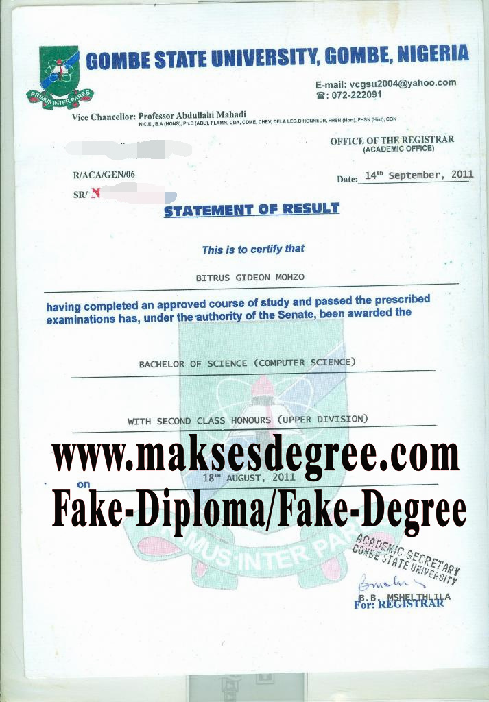 How Fast to Buy Fake gombe state university Degree