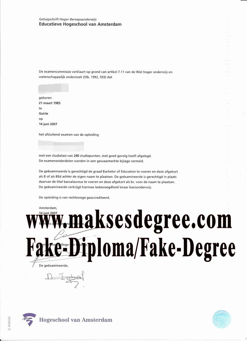 How can i purchase fake Hogeschool van Amsterdam Diploma