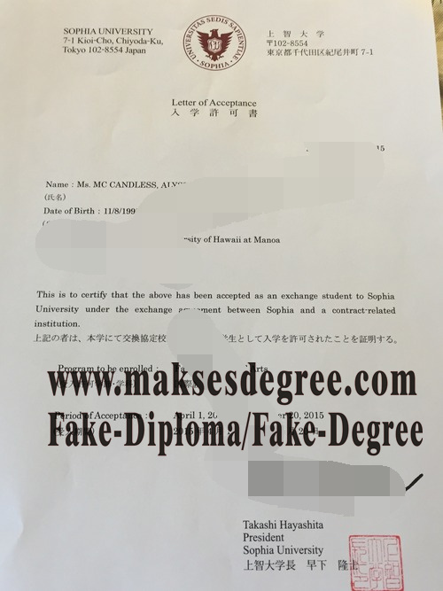 How much does to buy fake Sophia University Degree