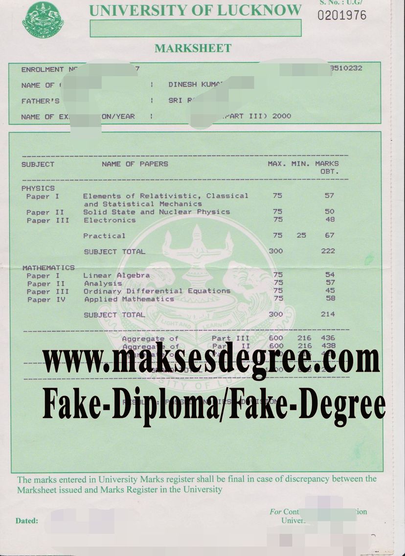 How to buy a fake University of Lucknow Certificate