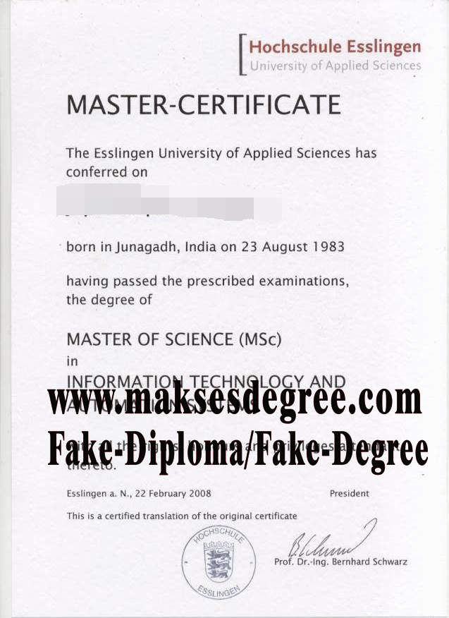 How to buy phony Hochschule Esslingen University of Applied Sciences Diploma