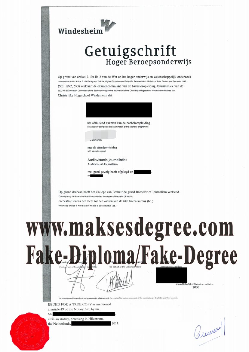 Make fake Christelijke Hogeschool Windesheim Certificate