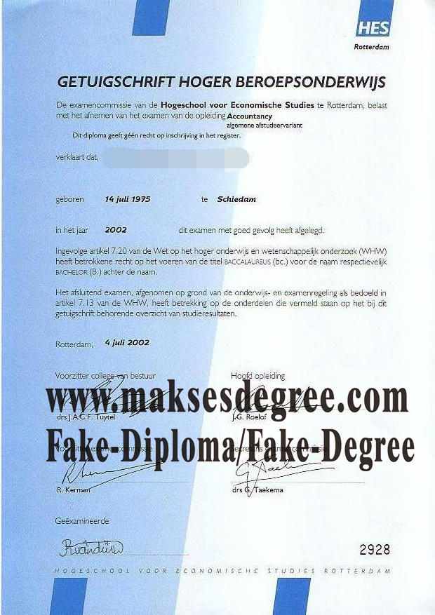 Make fake Hogeschool voor Economische Studies Diploma