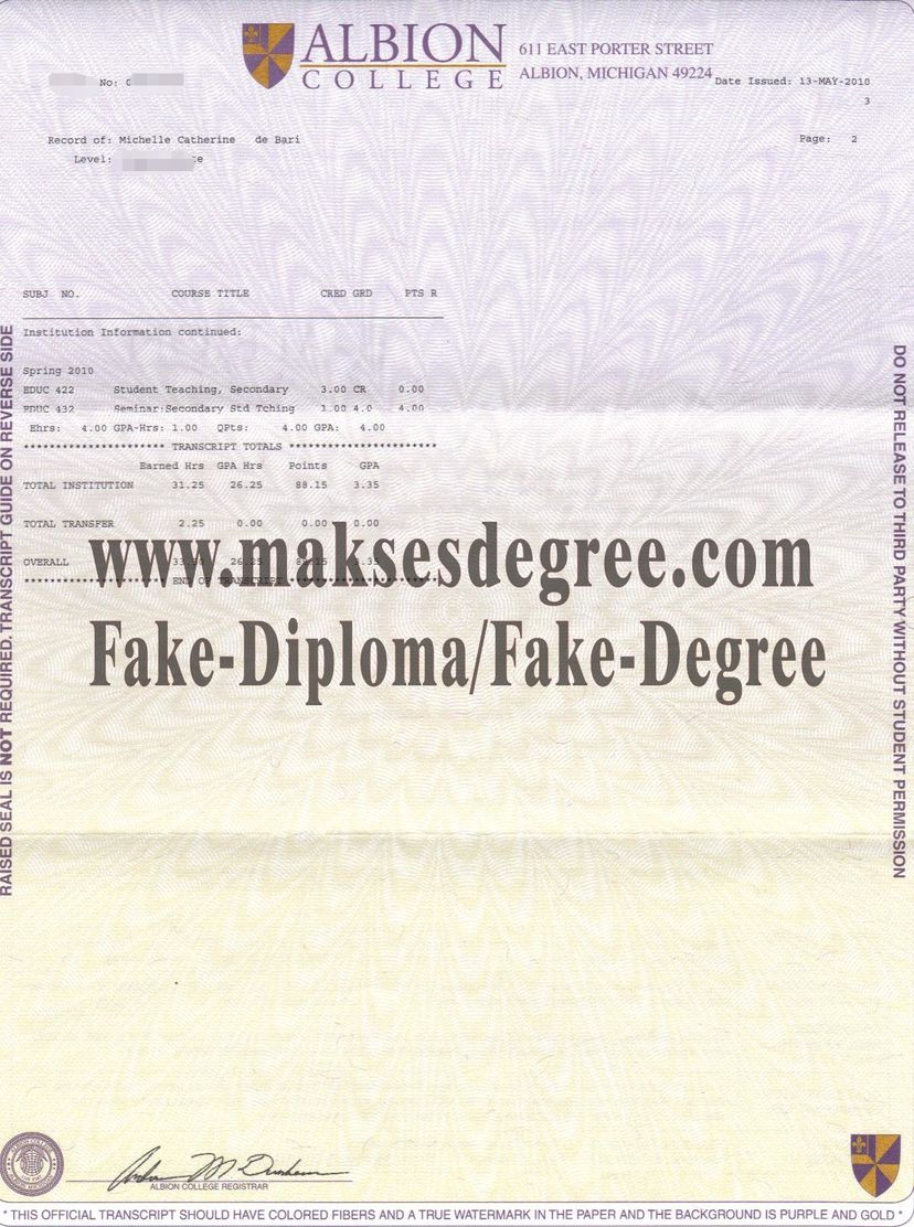 Make fake The easy steps to buy fake Albion College Degree Degree