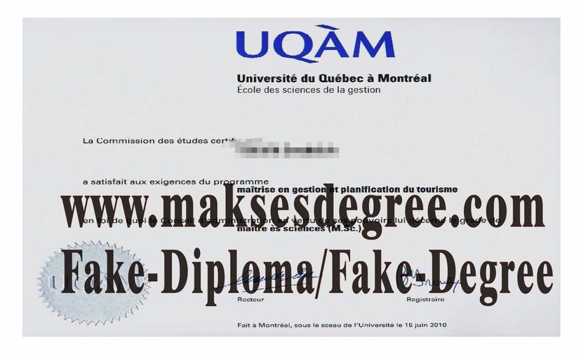 Make fake University of Quebec at Montreal Certificate