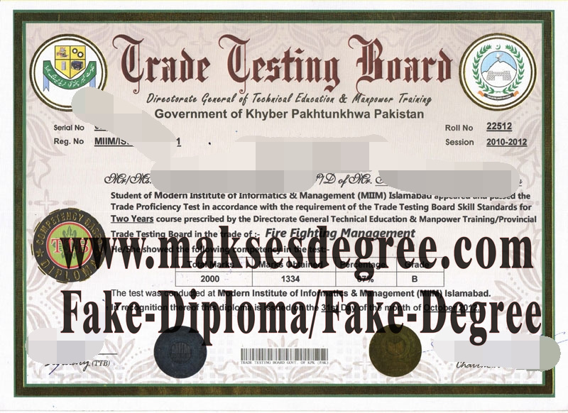 Purchase a phony Khyber Pakhtunkhwa Trade Testing Board Diploma