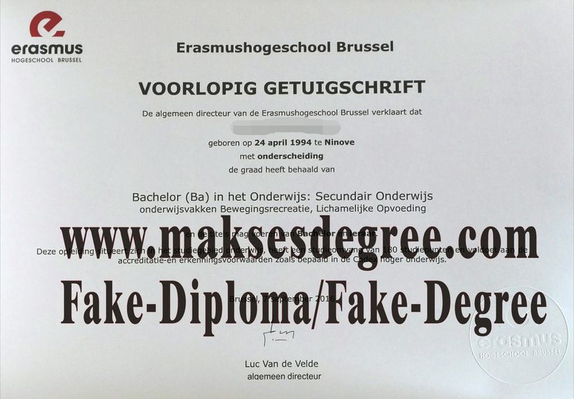 Purchase fake Erasmushogeschool Brussel Certificate