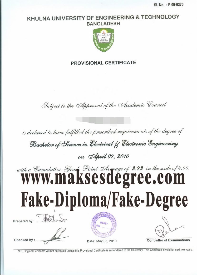 Purchase fake Khulna University of Engineering Technology Degree