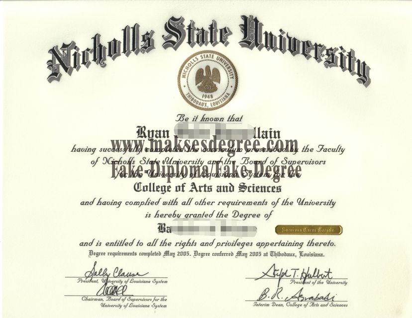 Purchase fake Nicholls State University Certificate