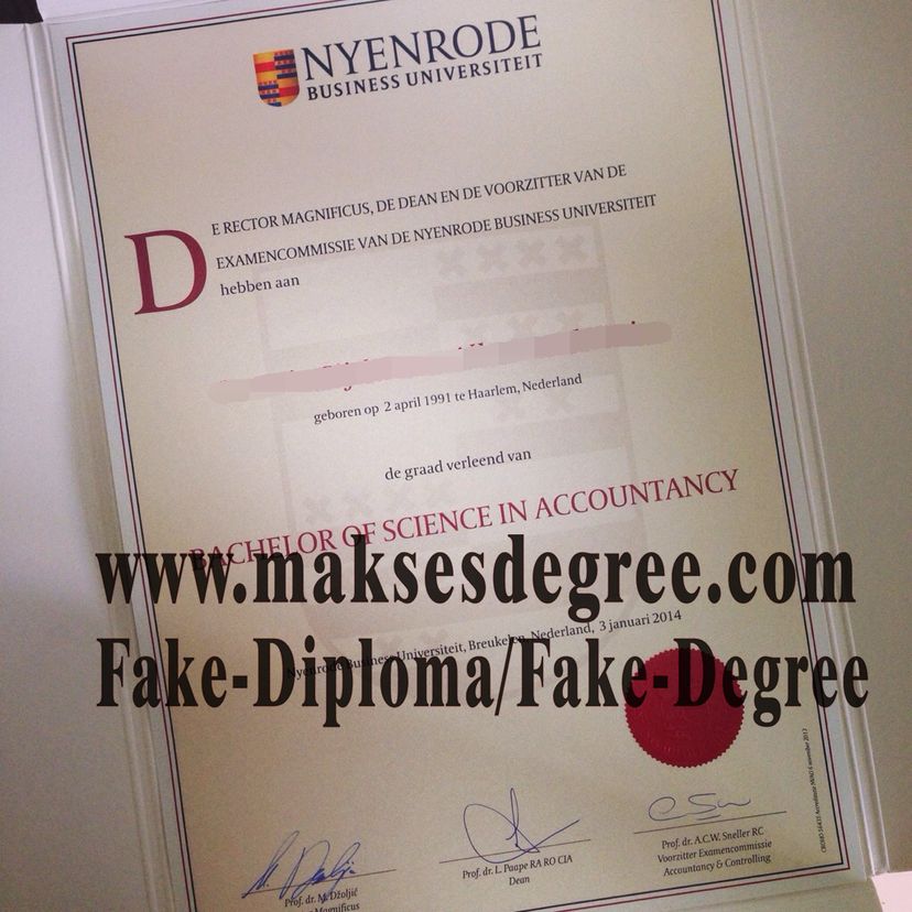 Purchase fake Nyenrode Business University Certificate