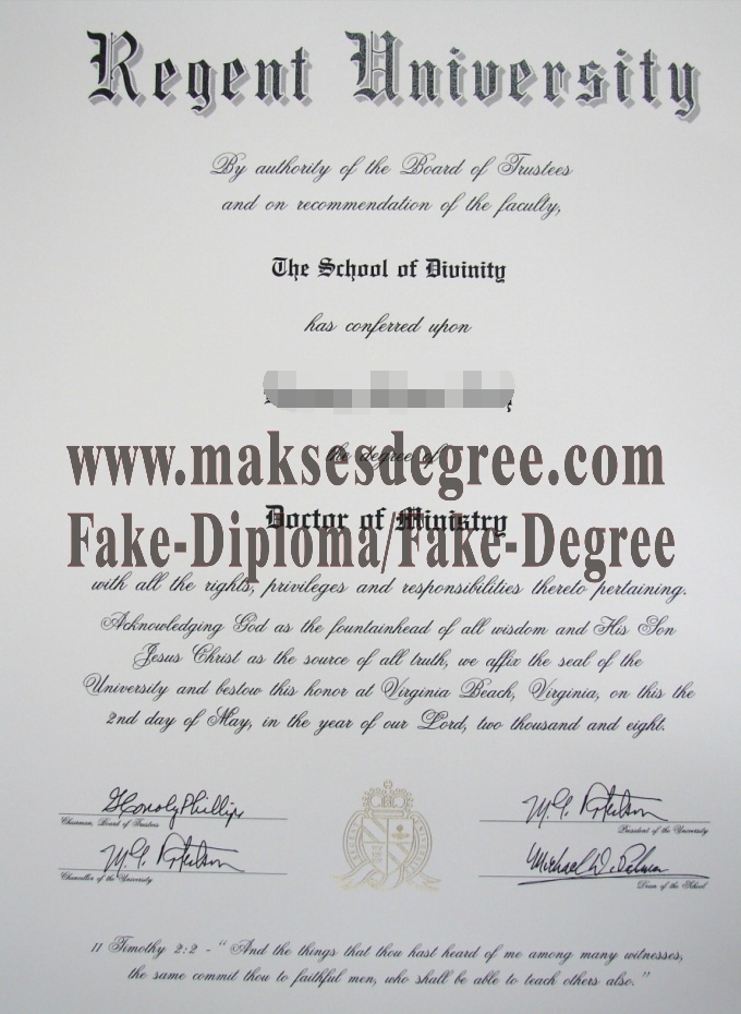 Purchase fake Regent University Certificate