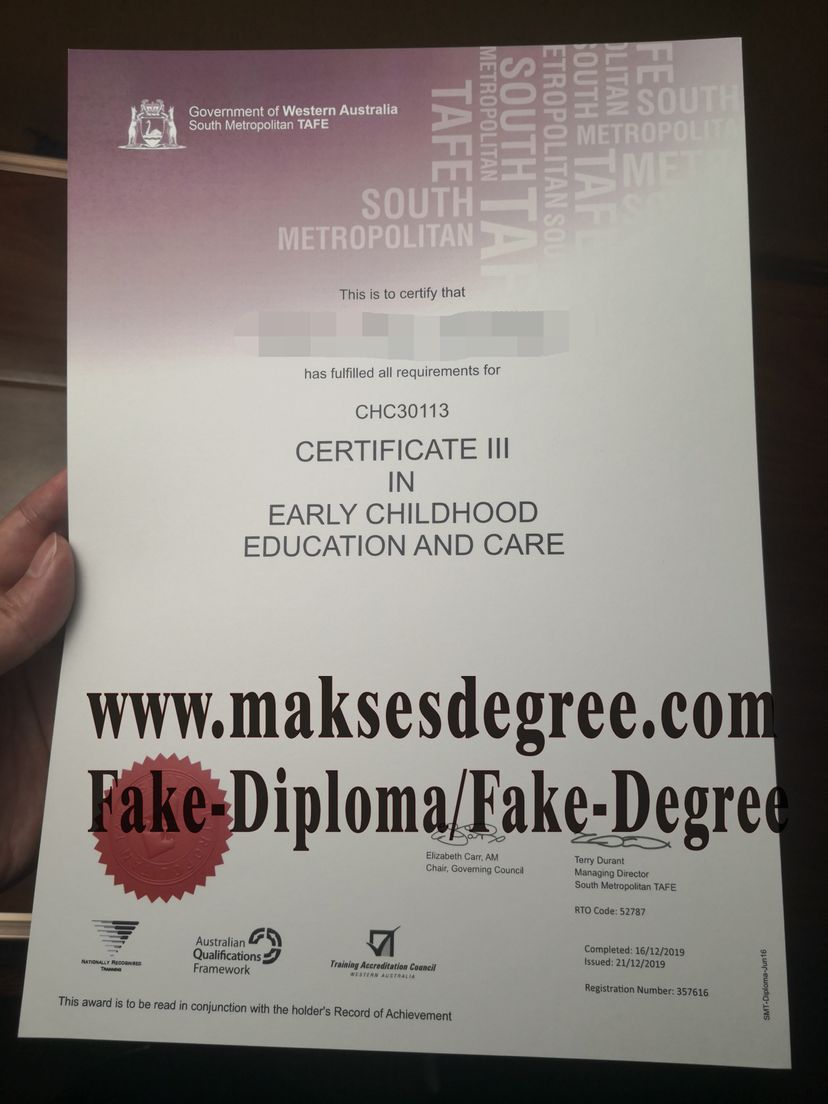 Purchase fake South Metropolitan TAFE Certificate