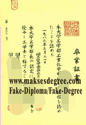 Replica Doshisha University Certificate