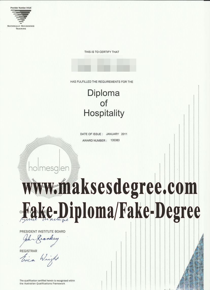 Replica Holmesglen Institute of Technology Certificate