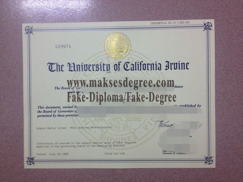 Replica University of California, Irvine Diploma