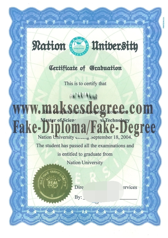 Replica nation university Certificate