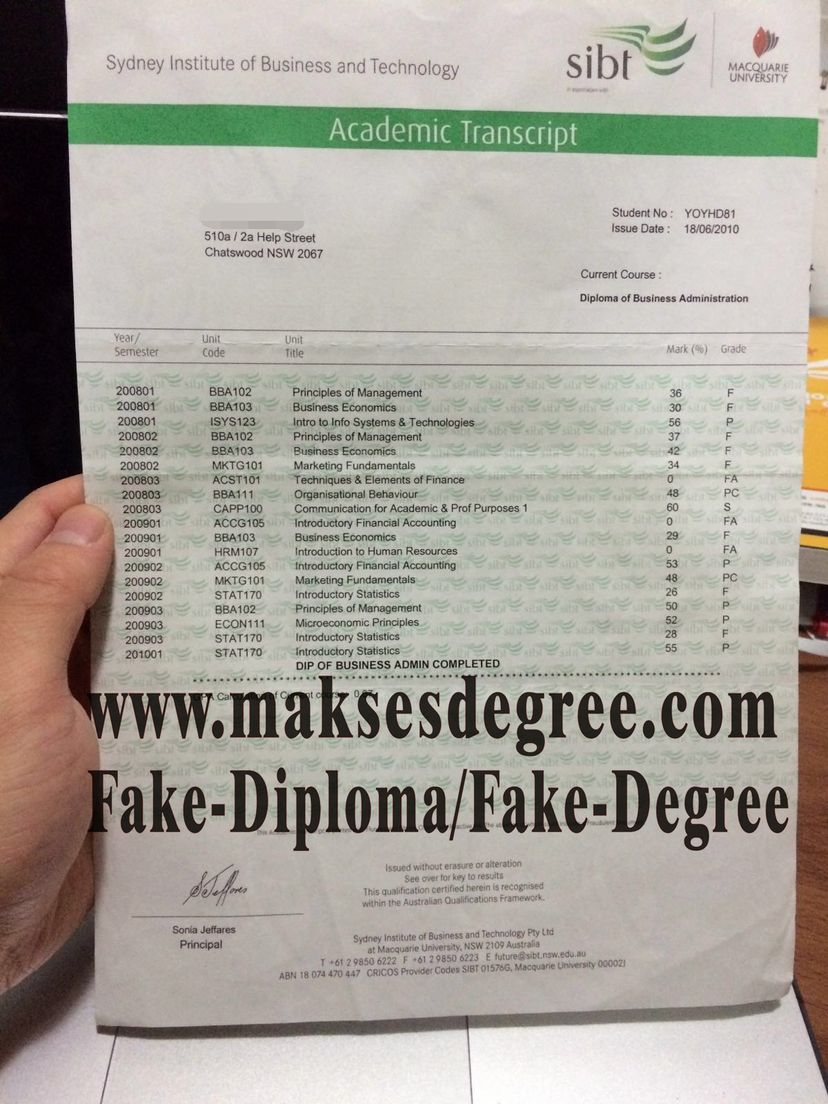 The best website to buy fake Sydney Institute of Business and Technology Diploma