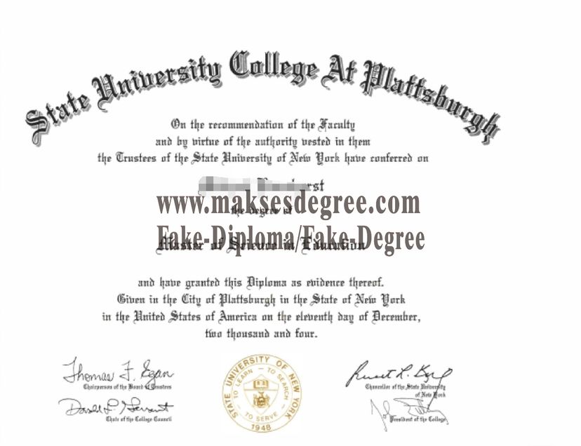 The steps to buy fake State University of New York Plattsburgh Certificate