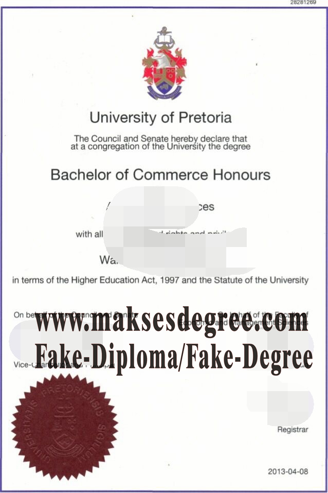 Where to order fake University of Pretoria Diploma