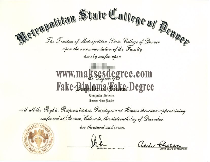 Where to purchase fake Metropolitan State College of Denver Certificate